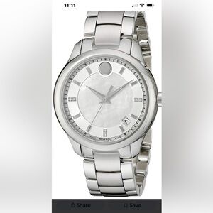 Women's Movado Bellina 36 mm Swiss made mother-of-pearl face watch NEW